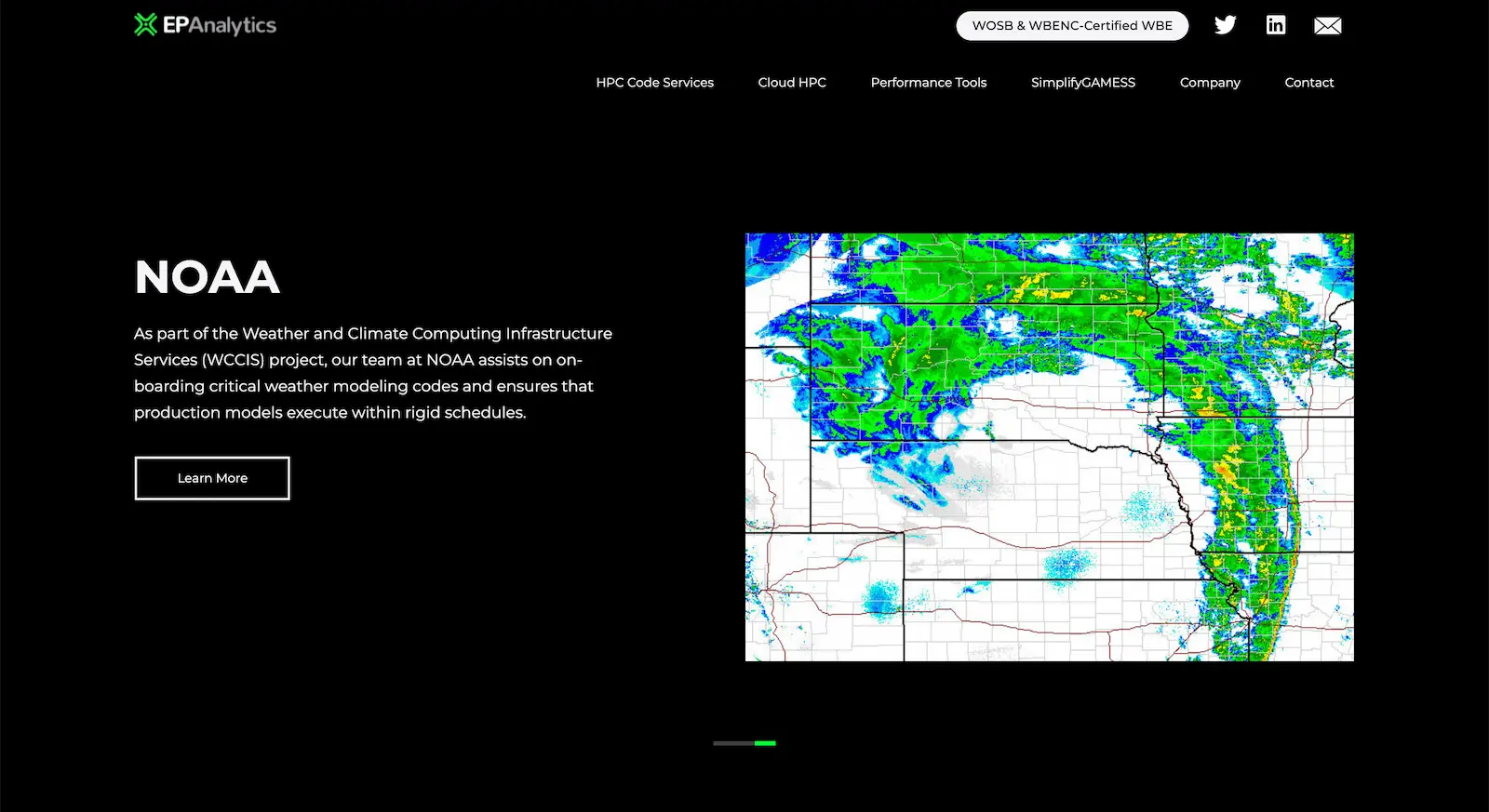 Screenshot of a high-performance computing company website UI design